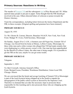 Primary Sources: Reactions in Writing The murder of Emmett Till and