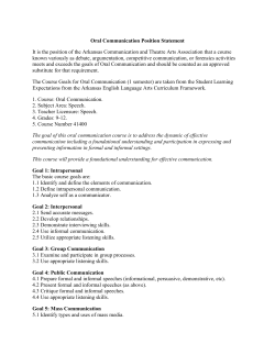 Oral Communication Position Statement