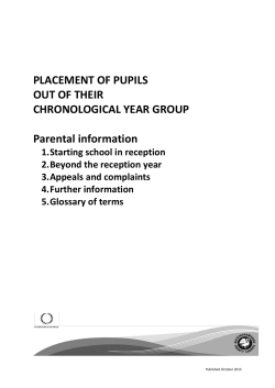 PLACEMENT OF PUPILS OUT OF THEIR CHRONOLOGICAL YEAR