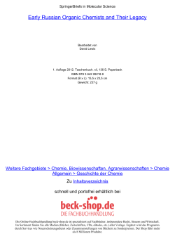 Early Russian Organic Chemists and Their Legacy - Beck-Shop