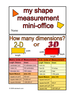 length width width length depth U.S. Units of Measurement Metric