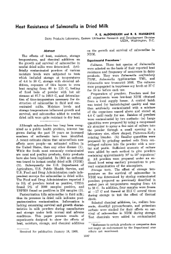 Heat Resistance of Salmonella in Dried Milk