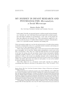 My Journey in Infant Research and Psychoanalysis: Microanalysis