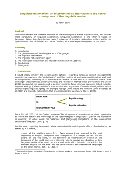 Linguistic nationalism: an interventionist alternative to the
