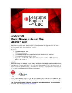 EDMONTON Weekly Newscasts Lesson Plan