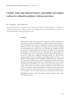Carbon stock and mineral factors controlling soil organic carbon in a