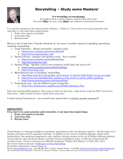 Storytelling &ndash; Study some Masters!