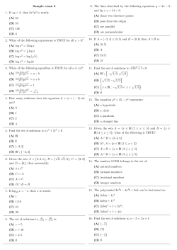 Sample exam 2 1. If xy = 2, then 2x 3y3 is worth: (A) 64 (B) 16 (C