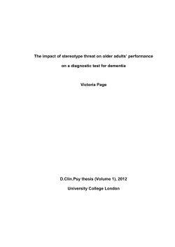 The impact of stereotype threat on older adults` performance on a