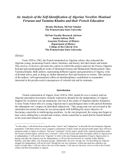 An Analysis of the Self-Identification of Algerian Novelists Mouloud