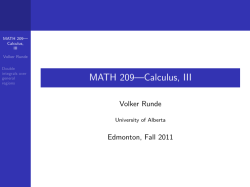 MATH 209&mdash;Calculus, III - University of Alberta