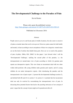 The Developmental Challenge to the Paradox of Pain
