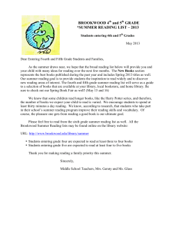 BROOKWOOD 4th and 5th GRADE *SUMMER READING LIST &ndash; 2013