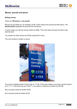 Money: pounds and pence