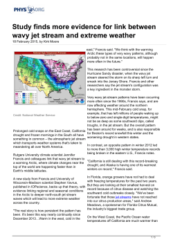 Study finds more evidence for link between wavy jet stream and