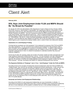 DOL Says Joint Employment Under FLSA and MSPA Should Be &ldquo;As