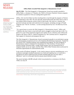 Jeffrey Balek Awarded Nish Jamgotch Jr. Humanitarian Award July