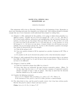 MATH 2710, SPRING 2014 HOMEWORK #4 This assignment will be