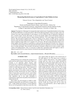Measuring Restrictiveness of Agricultural Trade Policies
