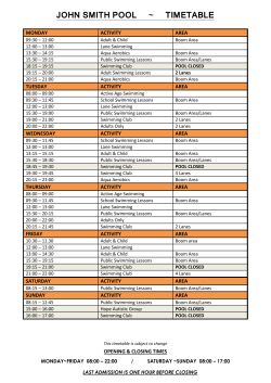john smith pool ~ timetable