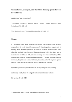 1930s financial crisis BH special issue