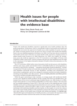 Health issues for people with intellectual disabilities: the evidence