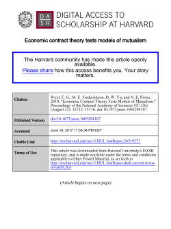 Economic contract theory tests models of mutualism The Harvard