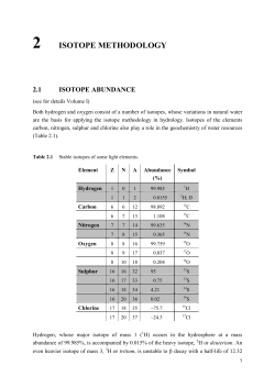 2 isotope methodology - Nuclear Sciences and Applications