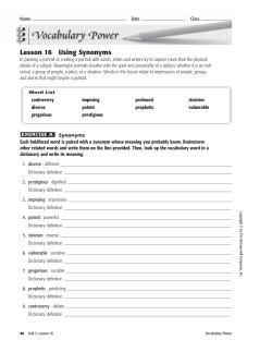 Lesson 16 Using Synonyms
