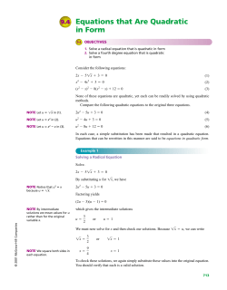 Equations that Are Quadratic in Form