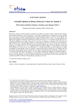 Scientific Opinion on Dietary Reference Values for vitamin A
