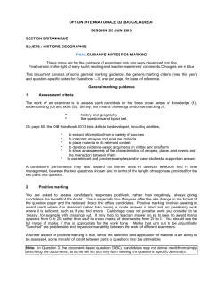 Final HG 2013 written exam guidance