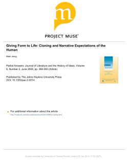 Giving Form to Life: Cloning and Narrative Expectations of