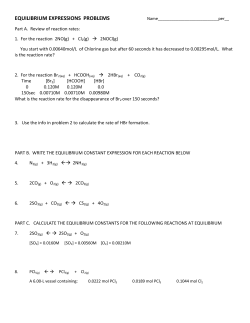 EQUILIBRIUM EXPRESSIONS PROBLEMS