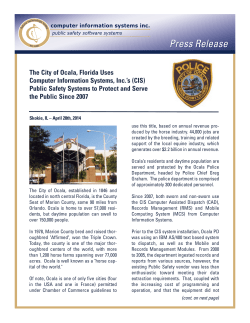The City of Ocala, Florida Uses Computer Information Systems, Inc.`s