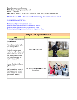 Subject-Verb Agreement Rules I