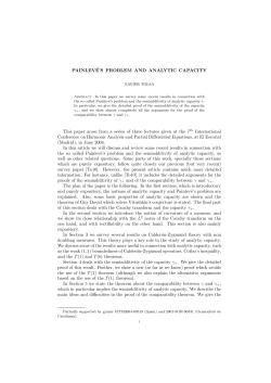 PAINLEV&Eacute;`S PROBLEM AND ANALYTIC CAPACITY This paper