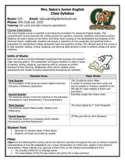 Mrs. Salce`s Junior English Class Syllabus
