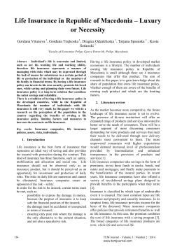 Life Insurance in Republic of Macedonia &ndash; Luxury or Necessity