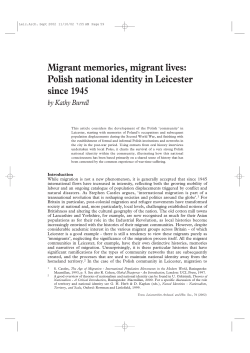 Migrant memories, migrant lives: Polish national identity