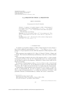 Bh[g]-SEQUENCES FROM Bh-SEQUENCES 1. Introduction A