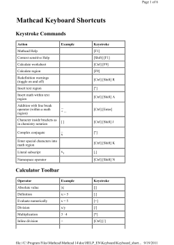 Mathcad Keyboard Shortcuts