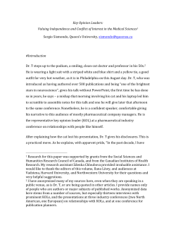 Key Opinion Leaders: Valuing Independence and Conflict of Interest