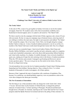 The Naked Truth? Media and Politics in the Digital Age* Andrew