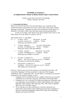 Flexibility in symmetry: an implicational relation in Bantu double