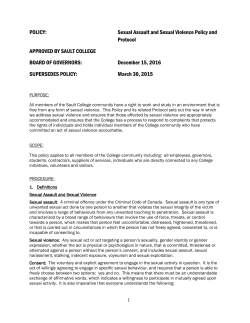 Sexual Assault and Sexual Violence Policy and