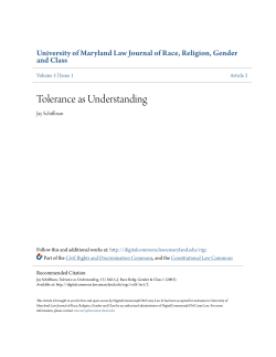 Tolerance as Understanding - DigitalCommons@UM Carey Law