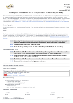 Kindergarten Social Studies Unit 03 Exemplar Lesson