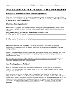 Scientific Method – Review for Test (tomorrow)