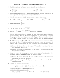 MATH 5a Extra Final Review Problems for Math 5a 1. Simplify